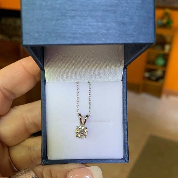 Jewelry - Brilliant Cut Moissanite Necklace w/18" Chain 1 CT